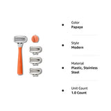 FLAMINGO 5-Blade Razors for Women - 1 Razor Handle + 4 5-Blade Refills + 1 Shower Holder - Sage