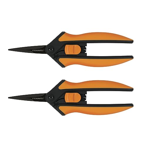 Fiskars Micro-Tip Pruning Snips - 6" Garden Shears with Sharp Precision-Ground Non-Coated Stainless Steel Blade - Gardening Tool Scissors with SoftGrip Handle