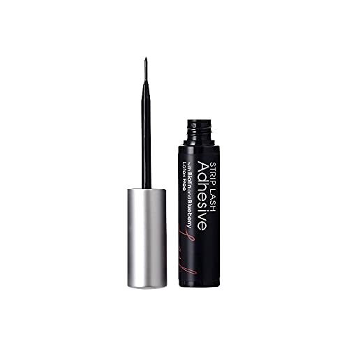 KISS Lash Couture Black Strip Lash Adhesive with Biotin & Blueberry Extract, Latex-Free, Dermatologist Tested, Contact Lens Friendly, Strong Hold, Gentle Formula, with Brush Tip Applicator, 0.17 Oz.