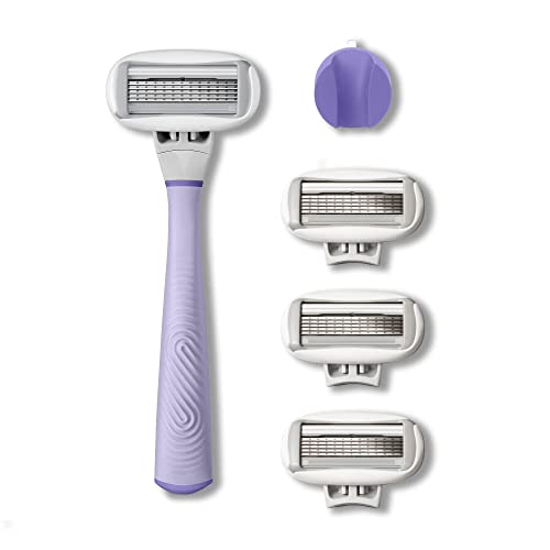 FLAMINGO 5-Blade Razors for Women - 1 Razor Handle + 4 5-Blade Refills + 1 Shower Holder - Sage