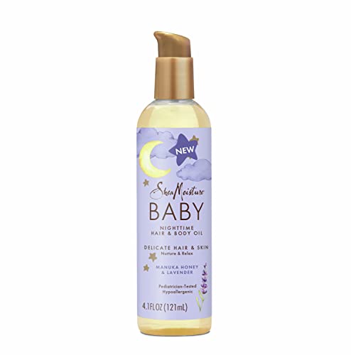 SheaMoisture Baby Hair and Body Oil for Delicate Hair and Skin Manuka Honey and Lavender Nighttime Hair and Skin Care Regimen 4.1 oz