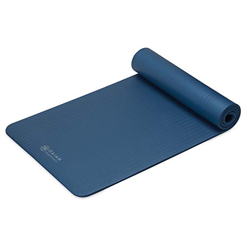 Gaiam Essentials Thick Yoga Mat - Fitness and Exercise Mat with Easy-Cinch Carrier Strap Included - Soft Cushioning and Textured Grip - Multiple Colors Options (Green, 72"L X 24"W X 2/5 Inch Thick)