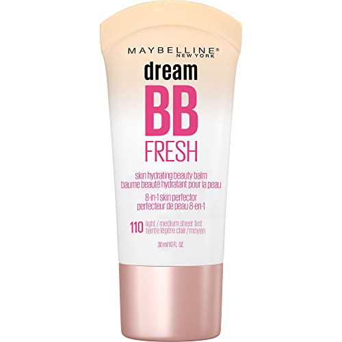 Maybelline New York Dream Fresh Skin Hydrating BB cream, 8-in-1 Skin Perfecting Beauty Balm with Broad Spectrum SPF 30, Sheer Tint Coverage, Oil-Free, Light, 1 Fl Oz