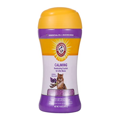 Arm & Hammer Deodorizing Cat Litter Crystals for Litter Boxes | Calming Odor Neutralizing Cat Litter Odor Eliminator in Lavender & Vanilla Scent | Litter Box Odor Eliminator, 15 Oz