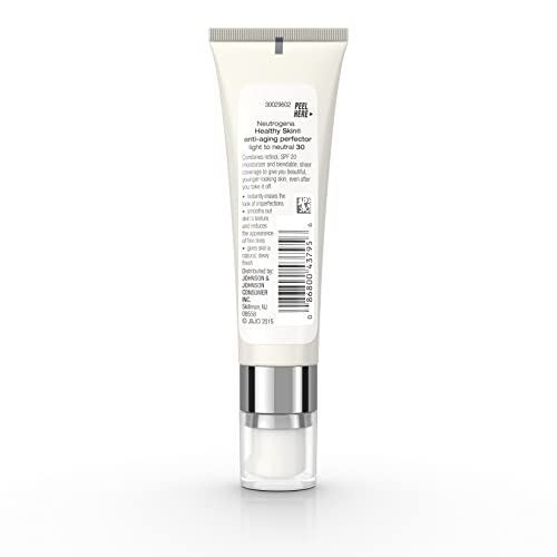 Neutrogena Healthy Skin Anti-Aging Perfector Tinted Facial Moisturizer and Retinol Treatment with Broad Spectrum SPF 20 Sunscreen with Titanium Dioxide, 20 Fair to Light, 1 fl. oz