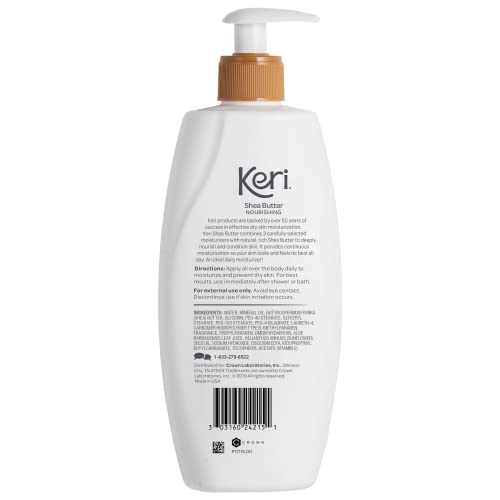 Keri Whole Body Therapy Original Shea Butter Lotion, Continuous Moisturization, 3 Essential Moisturizers (Vitamin E, Aloe and Sunflower Seed Oil) 15 oz.