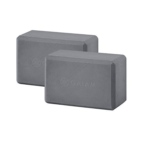 Gaiam Essentials Yoga Block (Set Of 2) - Supportive Foam Blocks - Soft Non-Slip Surface for Yoga, Pilates, Meditation - Easy-Grip Beveled Edges - Helps with Alignment and Motion - Black