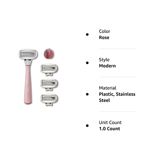 FLAMINGO 5-Blade Razors for Women - 1 Razor Handle + 4 5-Blade Refills + 1 Shower Holder - Sage