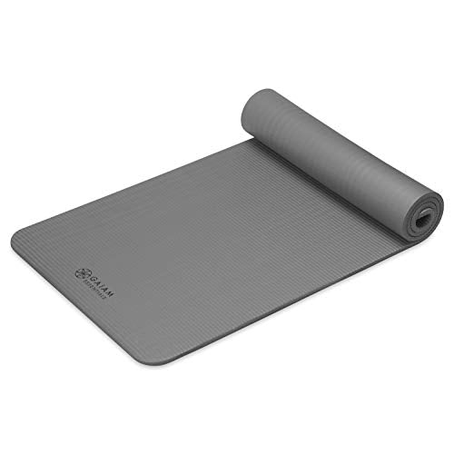 Gaiam Essentials Thick Yoga Mat - Fitness and Exercise Mat with Easy-Cinch Carrier Strap Included - Soft Cushioning and Textured Grip - Multiple Colors Options (Green, 72"L X 24"W X 2/5 Inch Thick)