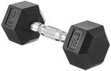 Amazon Basics Rubber Encased Exercise & Fitness Hex Dumbbell, Hand Weight for Strength Training, 35 Pounds, Black & Silver, 13.3x6.1x5.3"