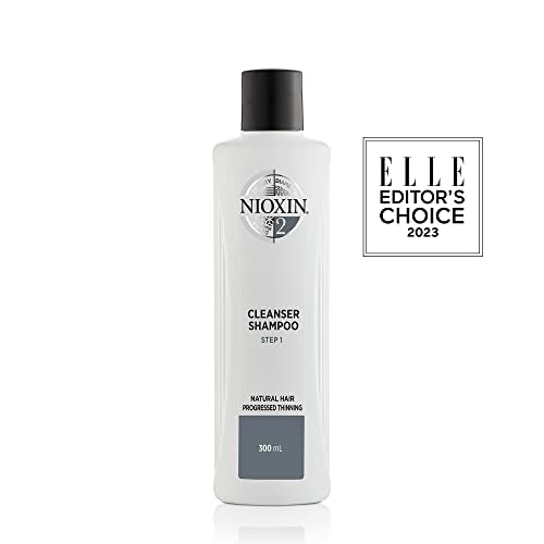 Nioxin System 2 Scalp Cleansing Shampoo with Peppermint Oil, Treats Dry and Sensitive Scalp, Dandruff Relief and Anti-Hair Breakage, For Natural Hair with Progressed Thinning, 10.1 fl oz