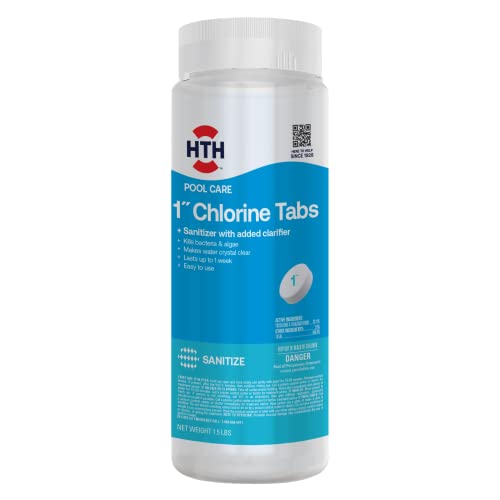 HTH 42049 Swimming Pool Care 1 Chlorine Tabs, Swimming Pool Chlorinating Sanitizer, 1.5lb