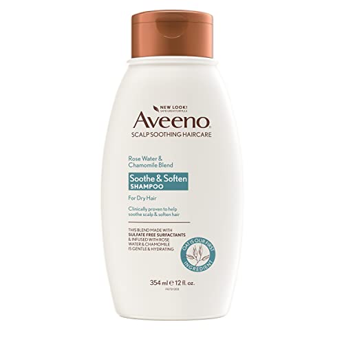 Aveeno Rose Water & Chamomile Blend Sulfate-Free Conditioner with Colloidal Oat for Dry Sensitive Scalp, Gentle Cleansing Conditioner for Fine, Fragile Hair, Paraben & Dye-Free, 12 Fl Oz