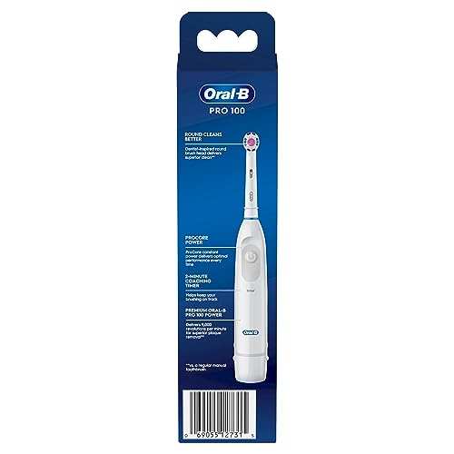 Oral-B Pro 100 3D White, Battery Powered Electric Toothbrush, White