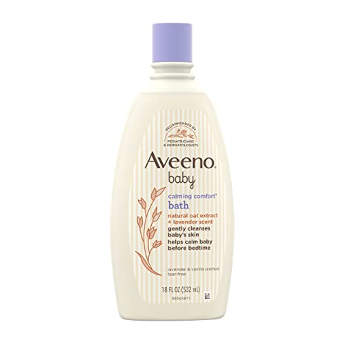 Aveeno Baby Calming Comfort Moisturizing Lotion with Relaxing Lavender & Vanilla Scents, Non-Greasy Body Lotion with Natural Oatmeal & Dimethicone, Paraben- & Phthalate-Free, 18 fl. Oz