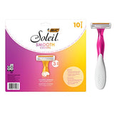 BIC Soleil Smooth Colors Women's Disposable Razors With Aloe Vera and vitamin E Lubricating Strip for Enhanced Glide, With 3 Blades, 14 Count