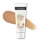 Neutrogena Purescreen+ Tinted Sunscreen for Face with SPF 30, Broad Spectrum Mineral Sunscreen with Zinc Oxide and Vitamin E, Water Resistant, Fragrance Free, Light, 1.1 fl oz