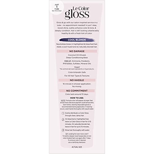 L’Oréal Paris Le Color Gloss One Step Toning Gloss, In-Shower Hair Toner with Deep Conditioning Treatment Formula for Gray Hair, Silver White, 1 Kit, 32.626 cubic_inches