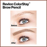 Revlon Eyebrow Pencil, Colorstay Eye Makeup with Eyebrow Spoolie, Waterproof, Longwearing Angled Precision Tip, 220 Dark Brown, 0.01 Oz