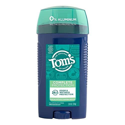 Toms of Maine Complete Protection Aluminum-Free Natural Deodorant for Men, Eucalyptus & Sandalwood, 2.6 OZ