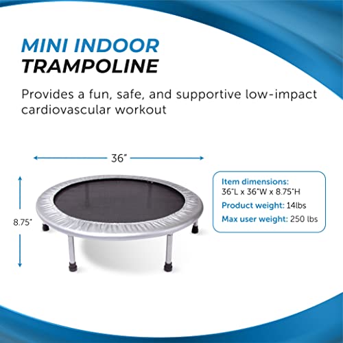 Stamina 36 inch Rebounder - Portable Exercise Trampoline - Mini Trampoline with Smart Workout App - Indoor Trampoline Fitness Rebounder - Up to 250 lbs Weight Capacity