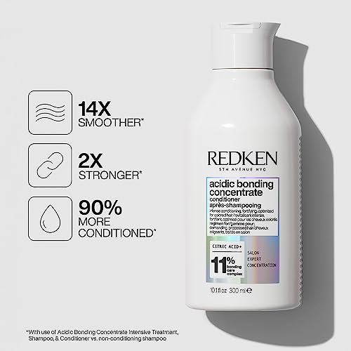 Redken Bonding Conditioner for Damaged Hair Repair | Strengthens and Repairs Weak and Brittle Hair | Acidic Bonding Concentrate | Safe for Color-Treated Hair | For All Hair Types