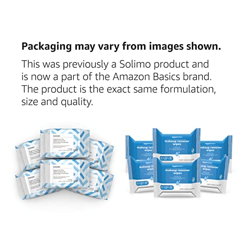 Amazon Basics Make Up Remover Wipes, Original, 150 Count (6 Packs of 25) (Previously Solimo)