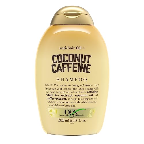 OGX Anti-Hair Fall + Coconut Caffeine Strengthening Shampoo with Caffeine, Coconut Oil & Coffee Extract, 13 Fl Oz