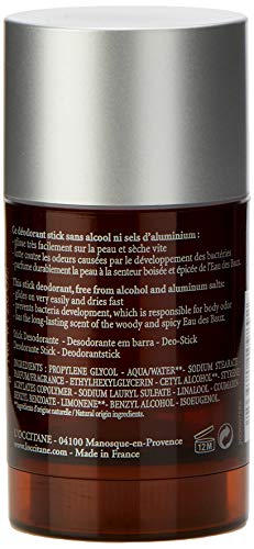 LOccitane Eau des Baux Stick Deodorant, 2.6 Oz. Alcohol-Free, Dries Quickly, Fresh Cypress Scent, Help Prevent Odors