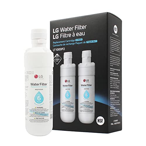 LG LT1000P2 6-Month / 200 Gallon Refrigerator Replacement Water Filter, 2 Count (Pack of 1), White.