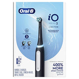 Oral-B iO Series 3 Limited Rechargeable Electric Powered Toothbrush, Black with 2 Brush Heads and Travel Case - Visible Pressure Sensor to Protect Gums - 3 Modes - 2 Minute Timer