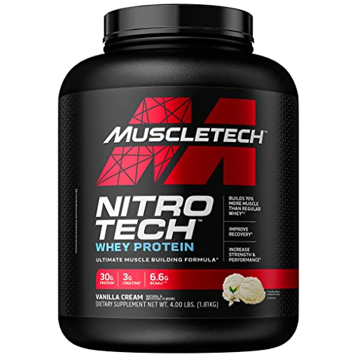 Whey Protein Powder | MuscleTech Nitro-Tech Whey Gold Protein Powder | Whey Protein Isolate Smoothie Mix | Protein Powder for Women & Men | Vanilla Protein Powder, 5 lbs (69 Serv)-package varies