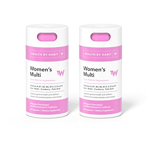 Health By Habit Womens Multi Supplement (60 Capsules) - 23 Essential Vitamins and Minerals, Supports General Health & Wellness, Non-GMO, Sugar Free (1 Pack)