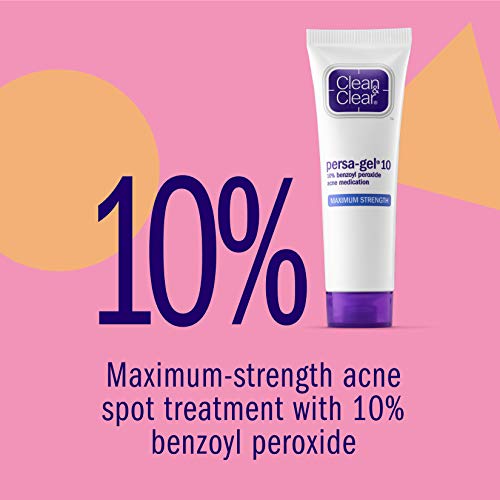 Clean & Clear PersaGel 10 Acne Medication Spot Treatment with Maximum Strength 10 Benzoyl Peroxide Topical Pimple Cream Acne Gel medication for Face Acne with Benzoyl Peroxide, 4 Count