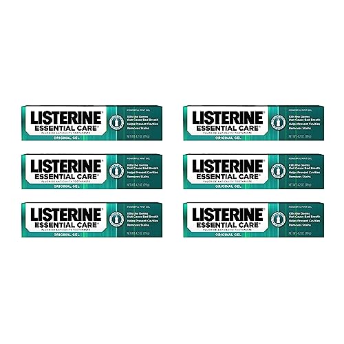 Listerine Essential Care Toothpaste, Bad Breath Treatment, Cavity Prevention, Fluoride Toothpaste Powerful Mint Flavor, 4.2 oz (Pack of 6)