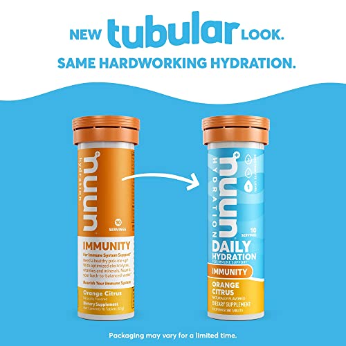 Nuun Hydration Immunity Electrolyte Tablets With 200mg Vitamin C, Blueberry Tangerine and Orange Citrus Flavors, 2 Pack (20 Servings)