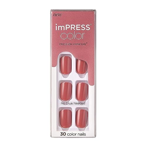 KISS imPRESS Color Press-On Nails Polish-Free Manicure Set, ‘Serendipity’, 30 Chip-Proof, Smudge-Proof Fake Nails