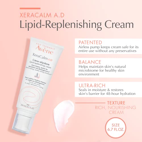 Eau Thermale Avene XeraCalm A.D Lipid-Replenishing Cream, Atopic Dermatitis, Eczema-Prone, No Preservatives, Fragrance-Free, 6.7 oz.