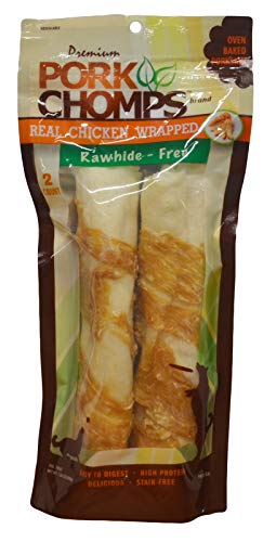 Pork Chomps Baked Pork Skin Dog Chews, 8-inch Rolls, 18 Count