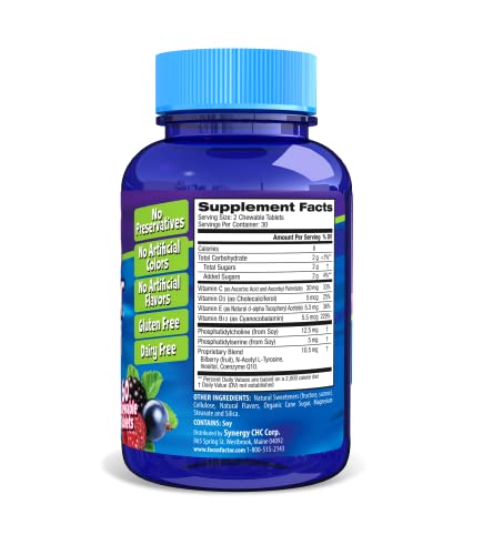 Focus Factor Kids Complete Daily Chewable Vitamins Multivitamin & Neuro Nutrient (Brain Function) w/Vitamin B12, C, D3-60 Count