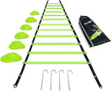 Yes4All Ultimate Combo Agility Ladder Training (Lime) Set – Speed Agility Ladder Lime 12 Adjustable Rungs, 12 Agility Cones & 4 Steel Stakes - Included Carry Bag