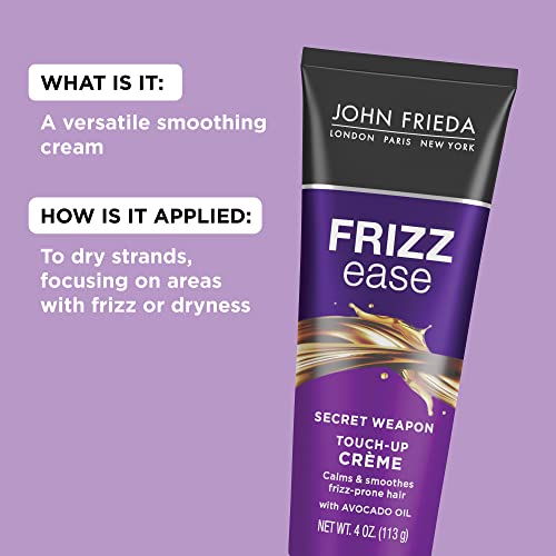 John Frieda Frizz Ease Secret Weapon Anti-Frizz Styling Cream, Frizz Control Touch-Up Crème with Avocado Oil, Helps to Calm and Smooth Frizz-prone Hair, 4 Ounce