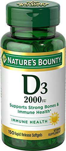 Nature's Bounty Vitamin D3, Immune Support, 125 mcg (5000iu), Rapid Release Softgels, 240 Ct (package may differ)