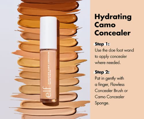 e.l.f., Hydrating Camo Concealer, Lightweight, Full Coverage, Long Lasting, Conceals, Corrects, Covers, Hydrates, Highlights, Deep Chestnut, Satin Finish, 25 Shades, All-Day Wear, 0.20 Fl Oz