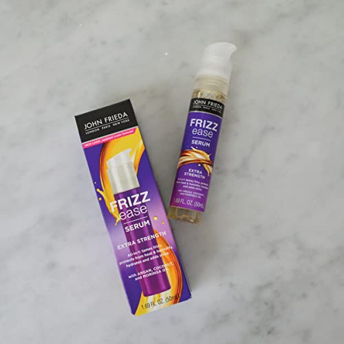 John Frieda Anti Frizz, Frizz Ease Extra Strength Hair Serum with Argan Oil, Anti-Frizz Nourishing Treatment for Thick, Coarse Hair, 1.69 Ounce (2 Pack)