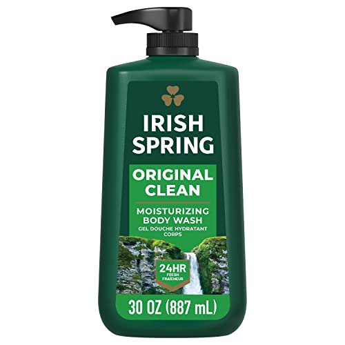 Irish Spring Men's Body Wash Pump, Original Clean Body Wash for Men, Smell Fresh and Clean for 24 Hours, Cleans Body, Hands, and Face, Made with Biodegradable Cleansing Ingredients, 30 Oz Pump, 4 Pack