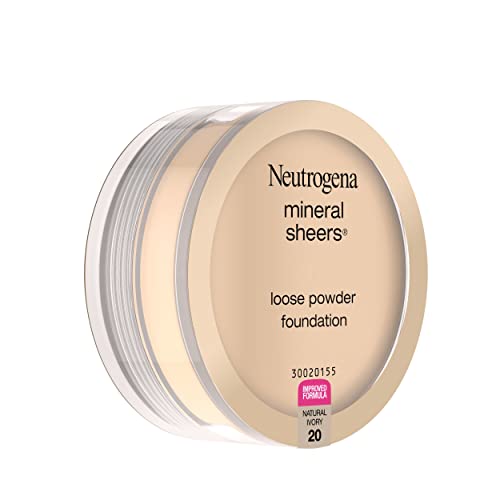 Neutrogena Mineral Sheers Lightweight Loose Powder Makeup Foundation with Vitamins A, C, & E, Sheer to Medium Buildable Coverage, Skin Tone Enhancer, Face Redness Reducer, Classic Ivory 10,.19 oz