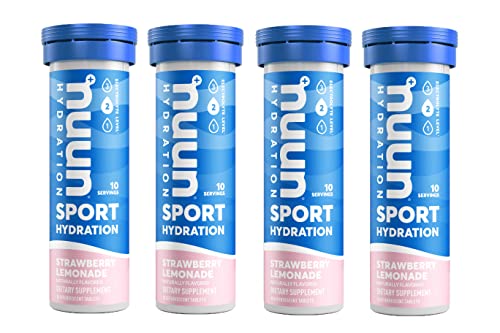 Nuun Sport Electrolyte Tablets for Proactive Hydration, Lemon Lime, 4 Pack (40 Servings)