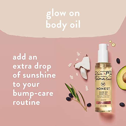 The Honest Company Honest Mama Glow On Body + Belly Oil | Organic, Plant-Based, Hypoallergenic, Omega-Infused | 4.2 fl oz