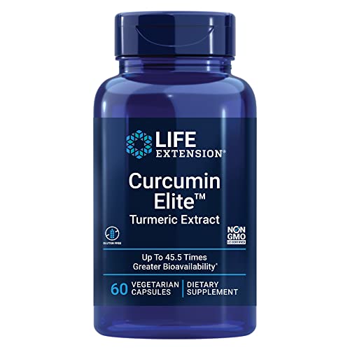 Life Extension Curcumin Elite Turmeric Extract, promotes a healthy inflammatory response, immune & heart health, two-month supply, gluten-free, vegetarian, non-GMO, 60 vegetarian capsules